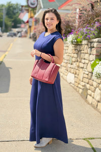 Short Sleeve Solid Jumpsuit - Navy