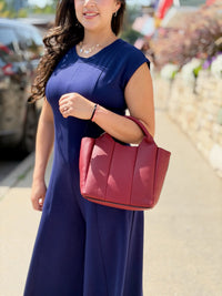Maddox Paneled Satchel Bag - Merlot