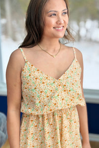 Printed Cami Romper - Orange