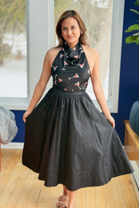 Midi Skirt With Pocket - Black