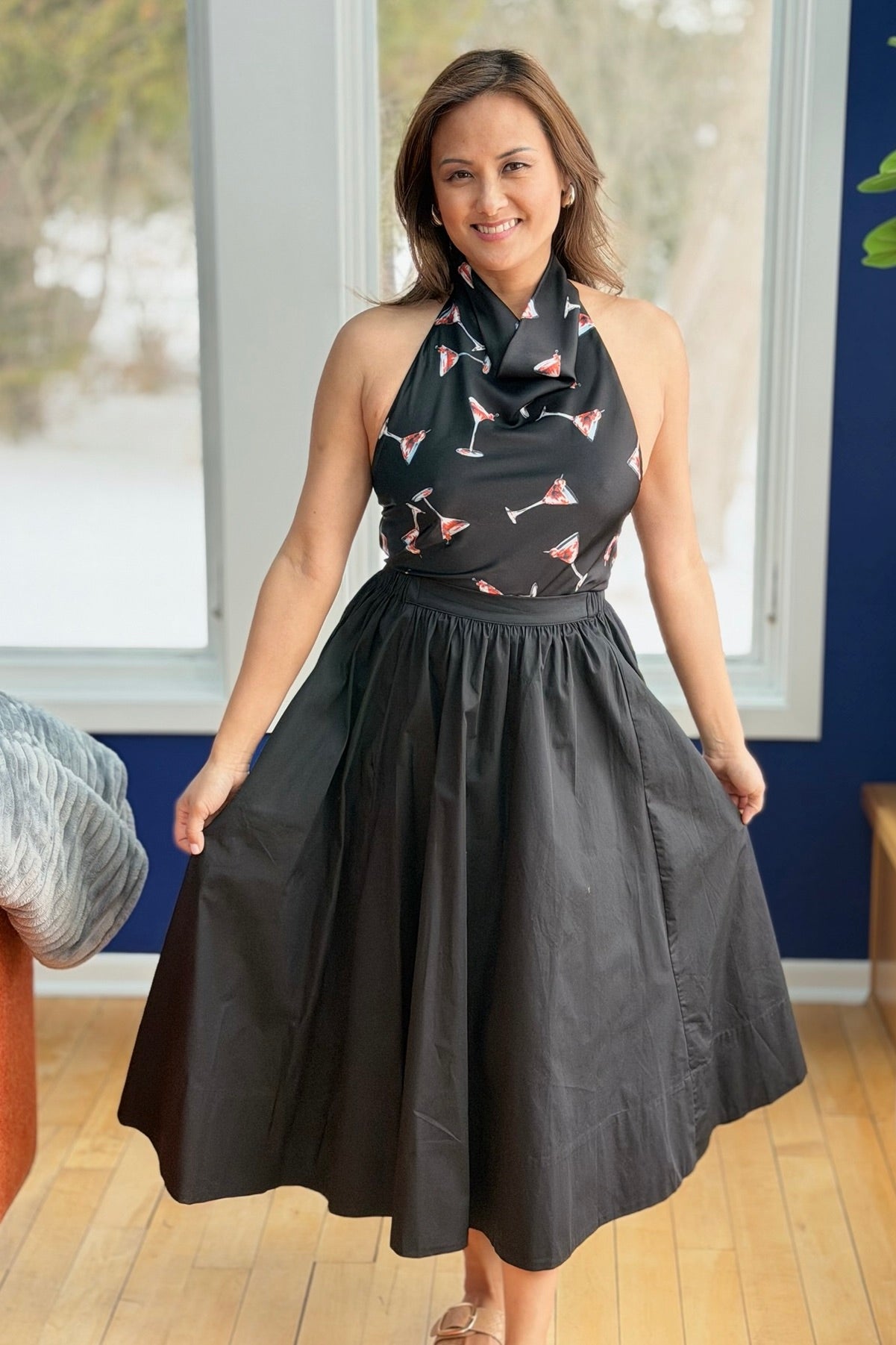 Cocktails On Me Halter Satin Top