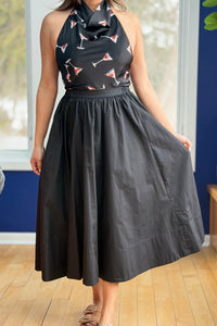 Midi Skirt With Pocket - Black