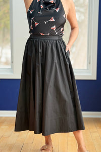 Midi Skirt With Pocket - Black