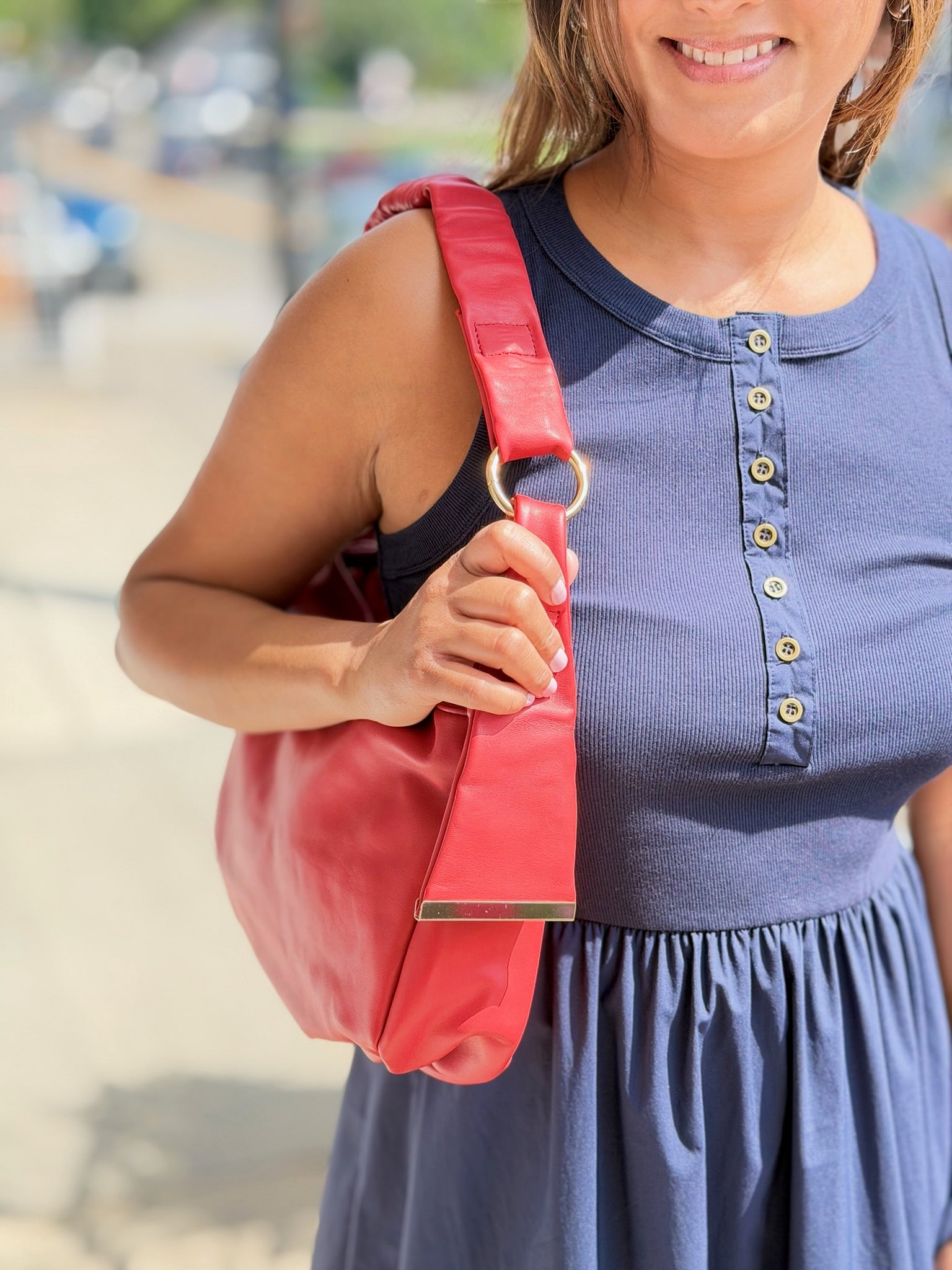 Sleeveless Mixed Media Maxi Dress - Navy