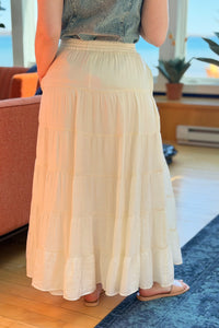 Tiered Flowy Maxi Skirt - Off White
