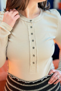 Henley Long Sleeve Top - Oat