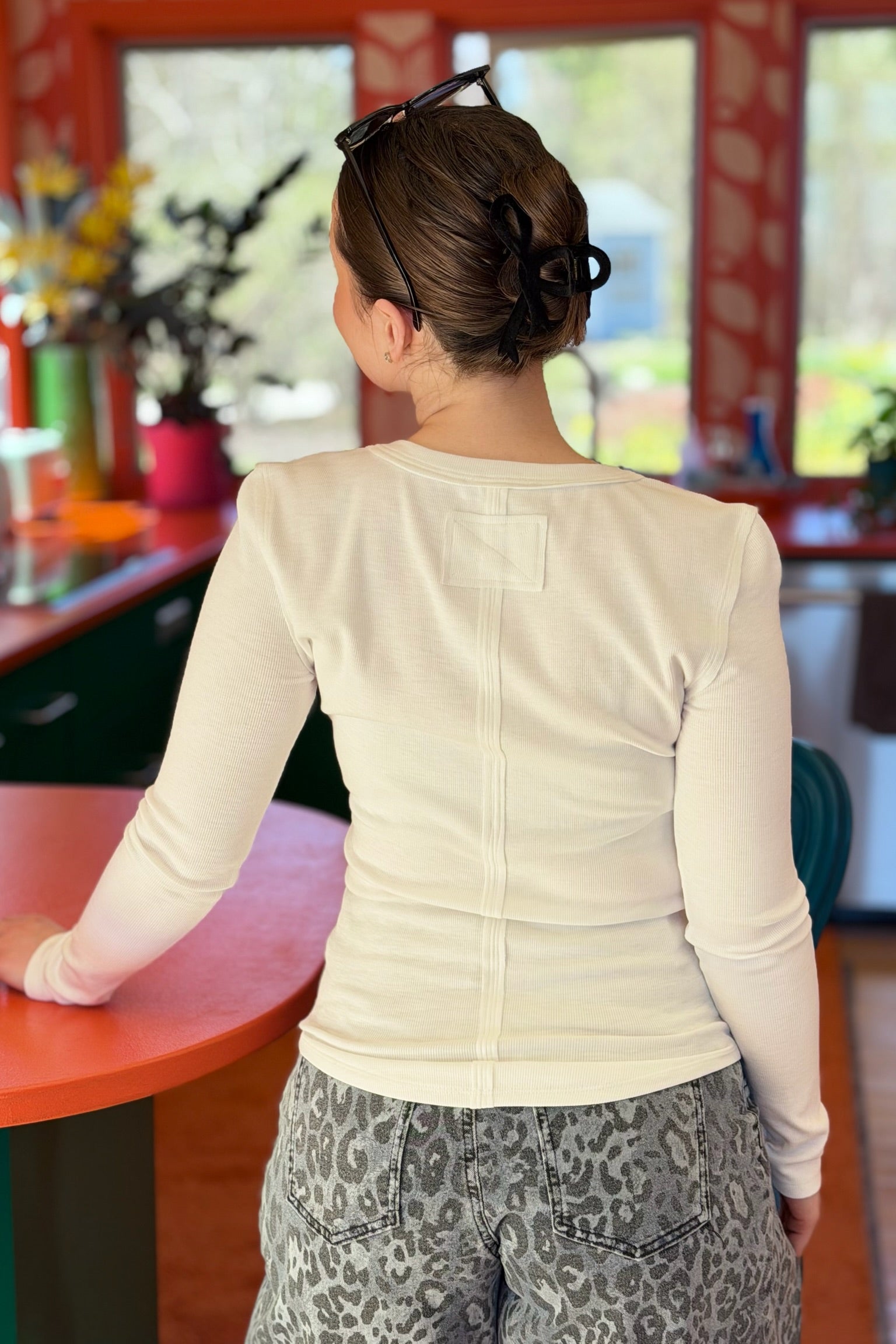 Henley Long Sleeve Top - White