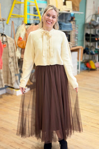 Mesh Tulle A-Line Skirt - Dark Coffee