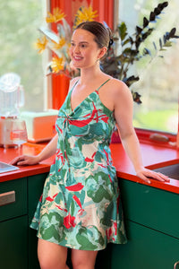 Printed Satin Cami Dress - Jalapeno