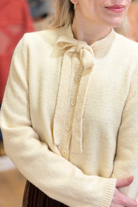 Bow Sweater Cardigan - Cream