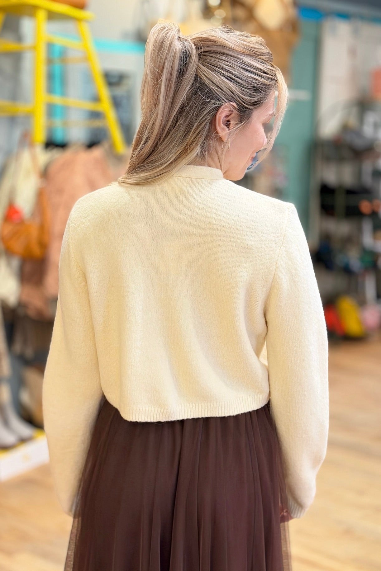 Bow Sweater Cardigan - Cream