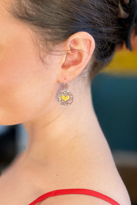 Textured Circle Heart Earrings