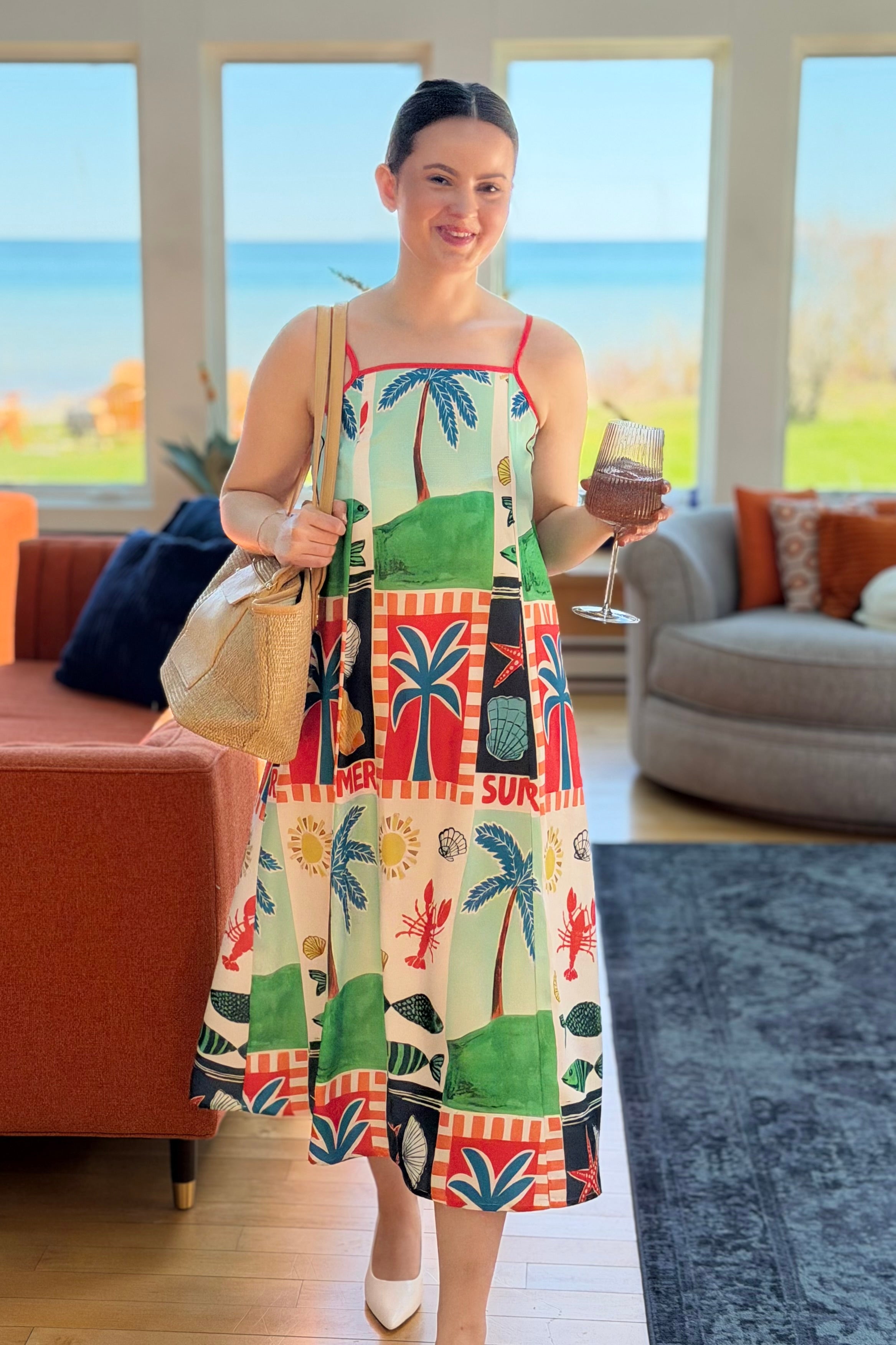Ocean A-line Strap Maxi Dress