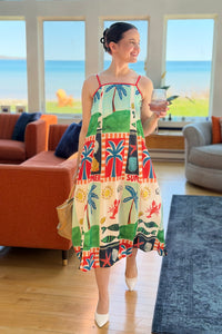 Ocean A-line Strap Maxi Dress