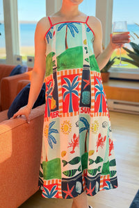 Ocean A-line Strap Maxi Dress