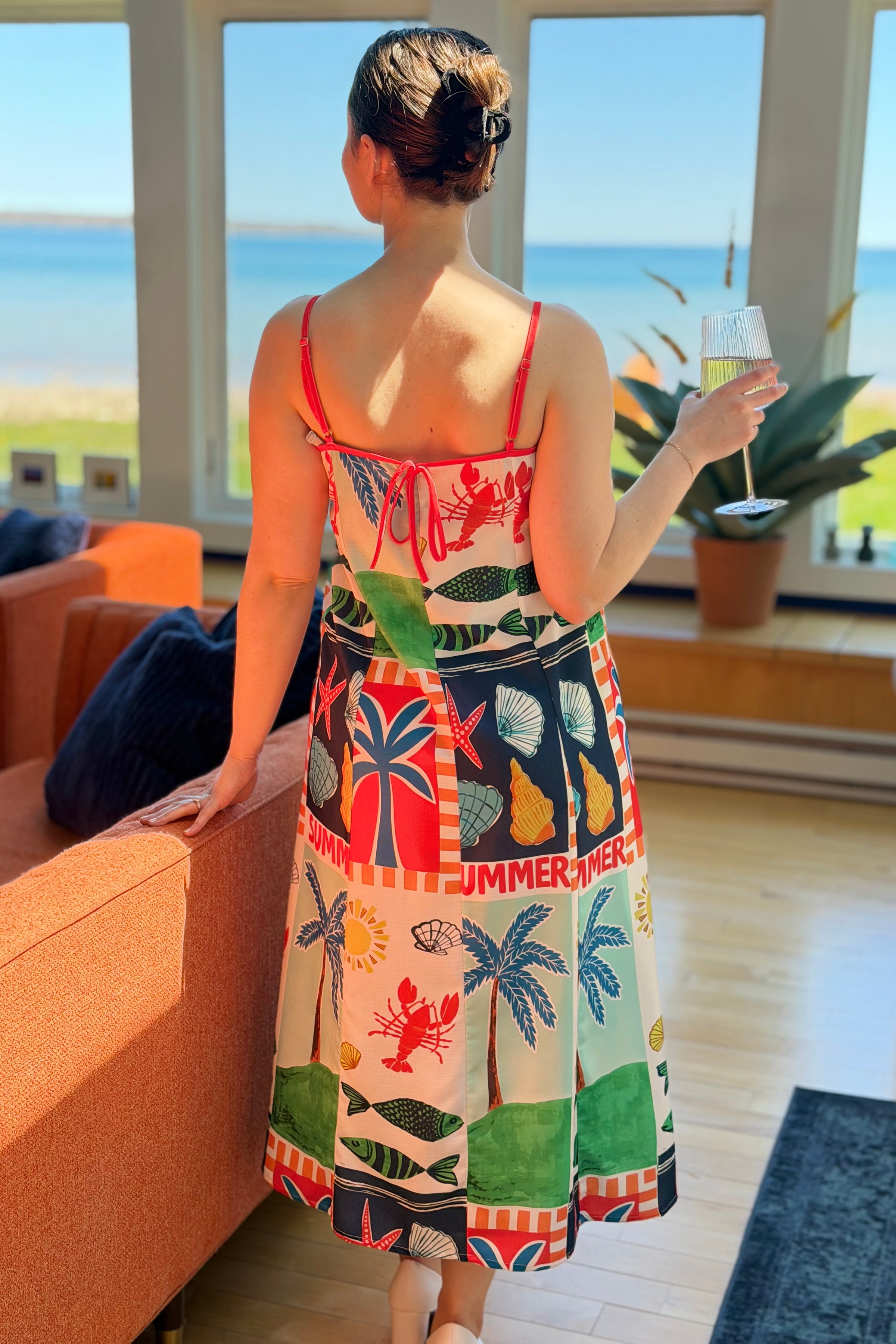 Ocean A-line Strap Maxi Dress