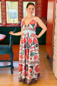 Large Print Colorful Slip Dress