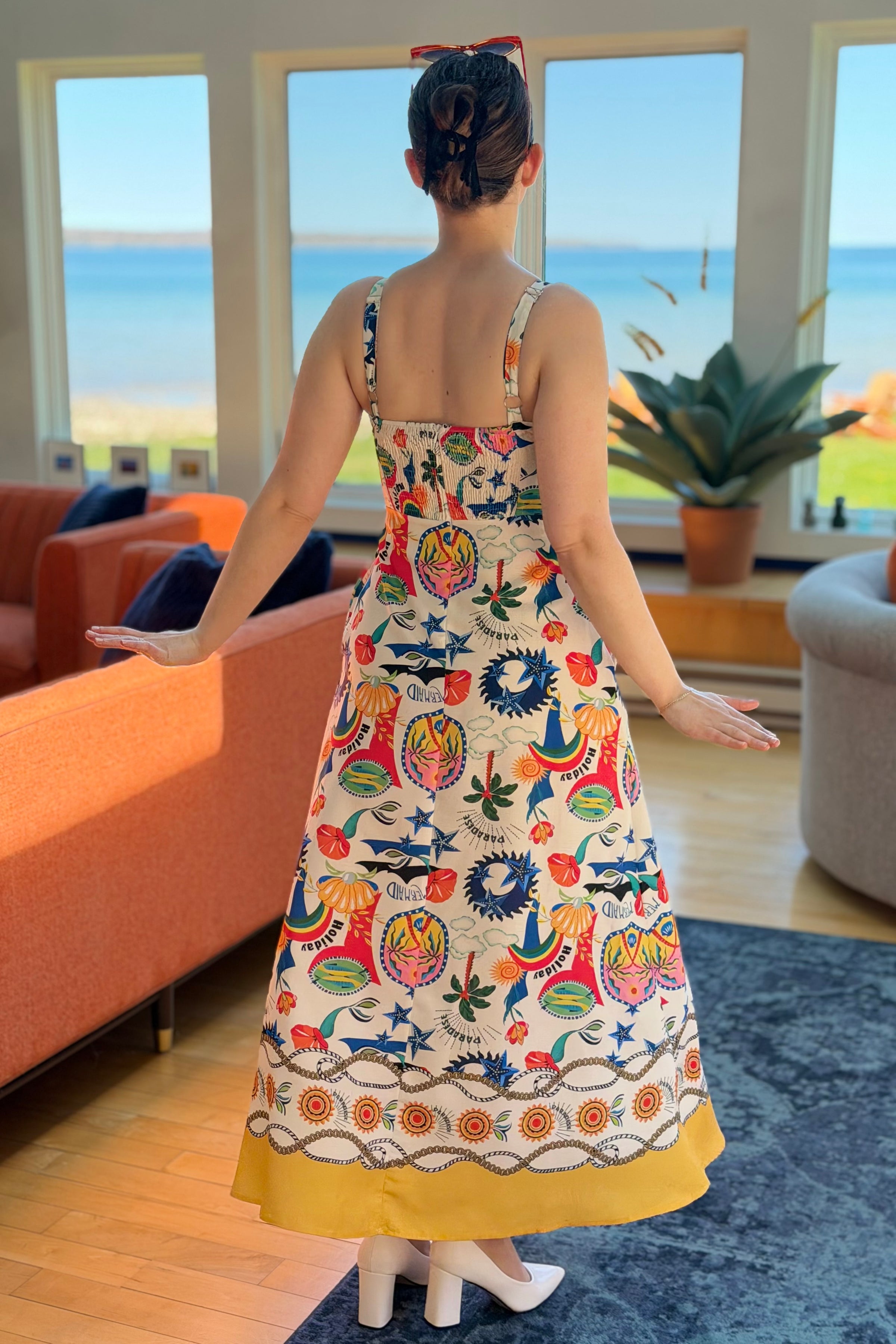 Fun Print Tank Maxi Dress - Yellow