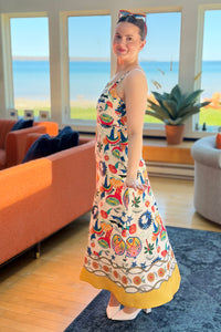 Fun Print Tank Maxi Dress - Yellow