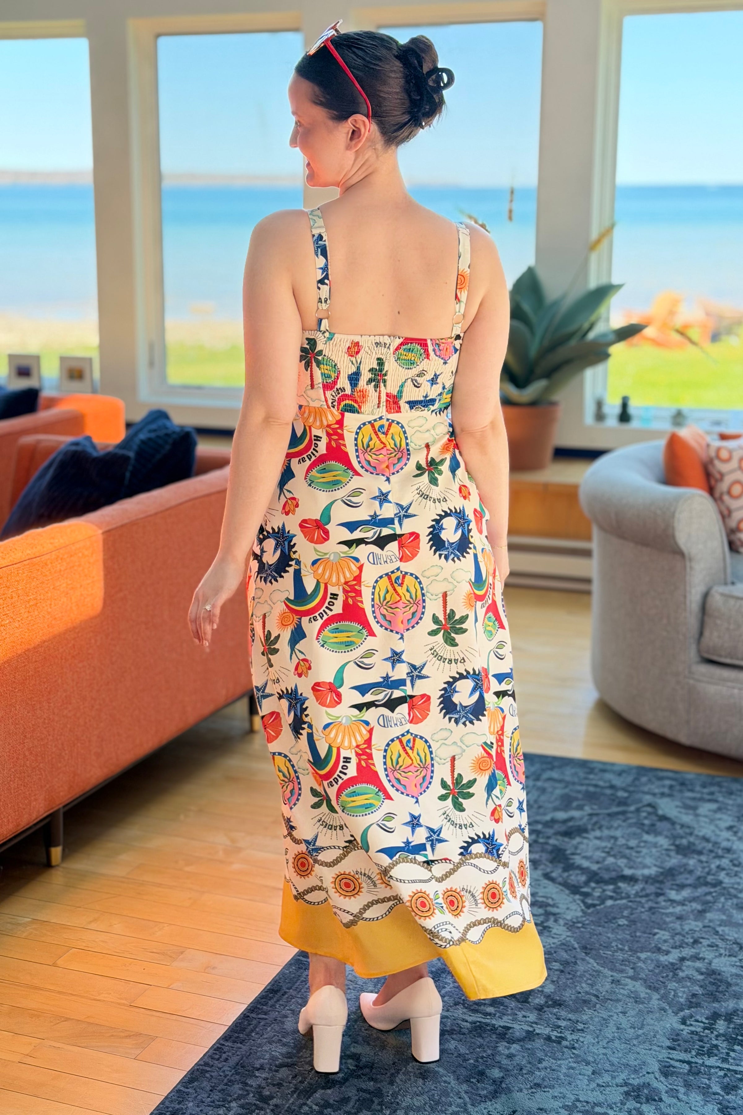 Fun Print Tank Maxi Dress - Yellow