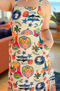 Fun Print Tank Maxi Dress - Yellow
