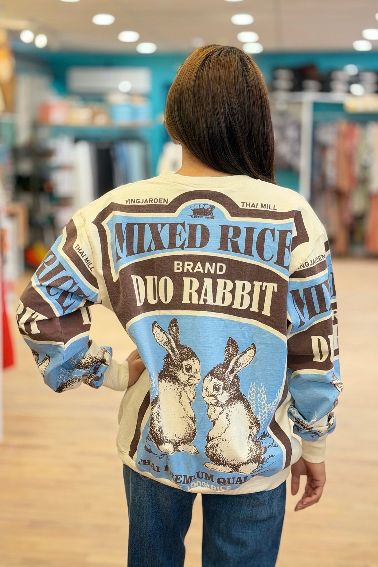 Bold Graphic Cotton Sweatshirt - Rabbit