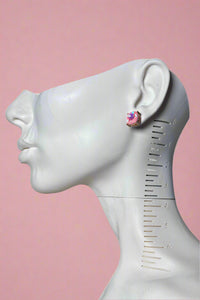 Faceted Glass Stud Earrings - Blush