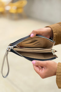 Vegan Leather Wristlet Wallet - Pewter