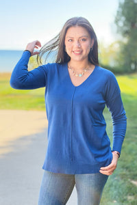 Dreamer V-Neck Sweater - Navy