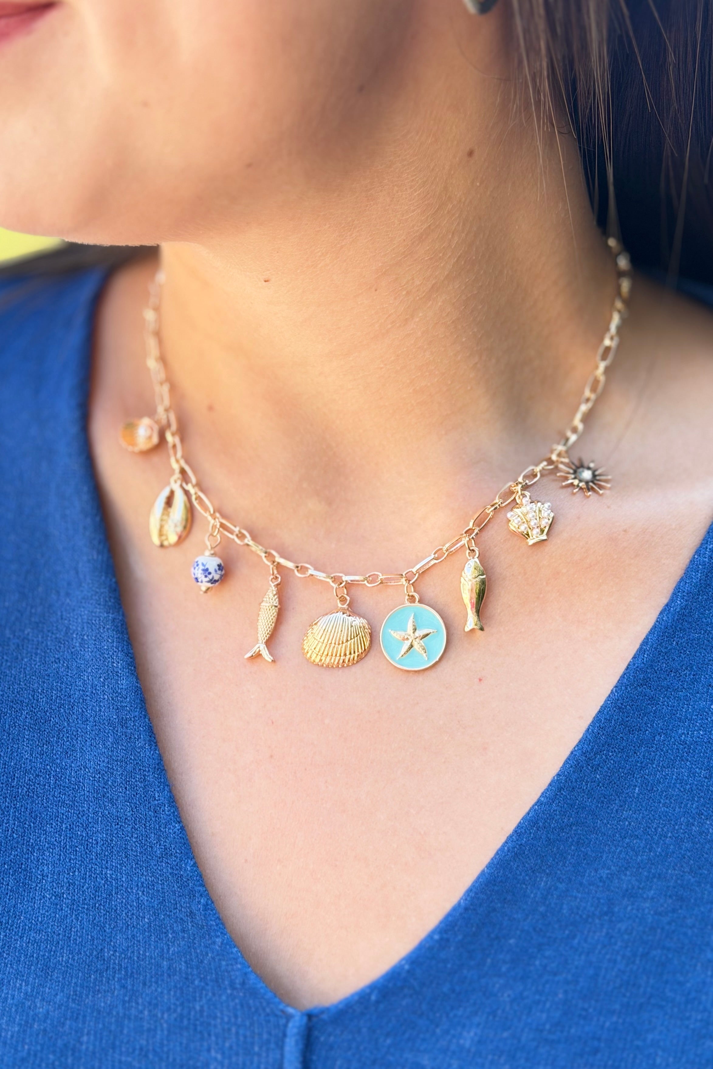 Coastal Seashells Fish Necklace