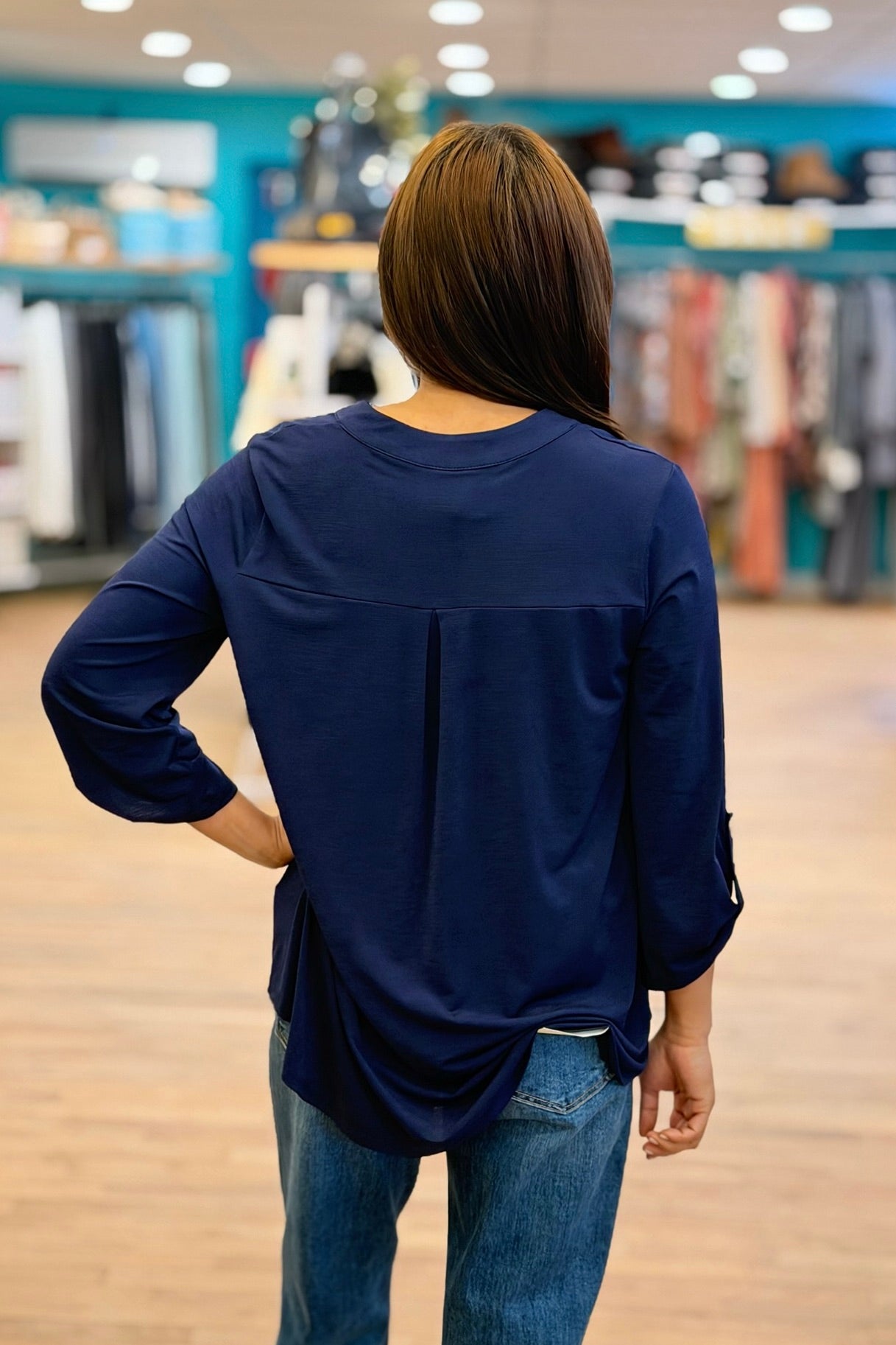 Lizzy Long Sleeve Top - Navy