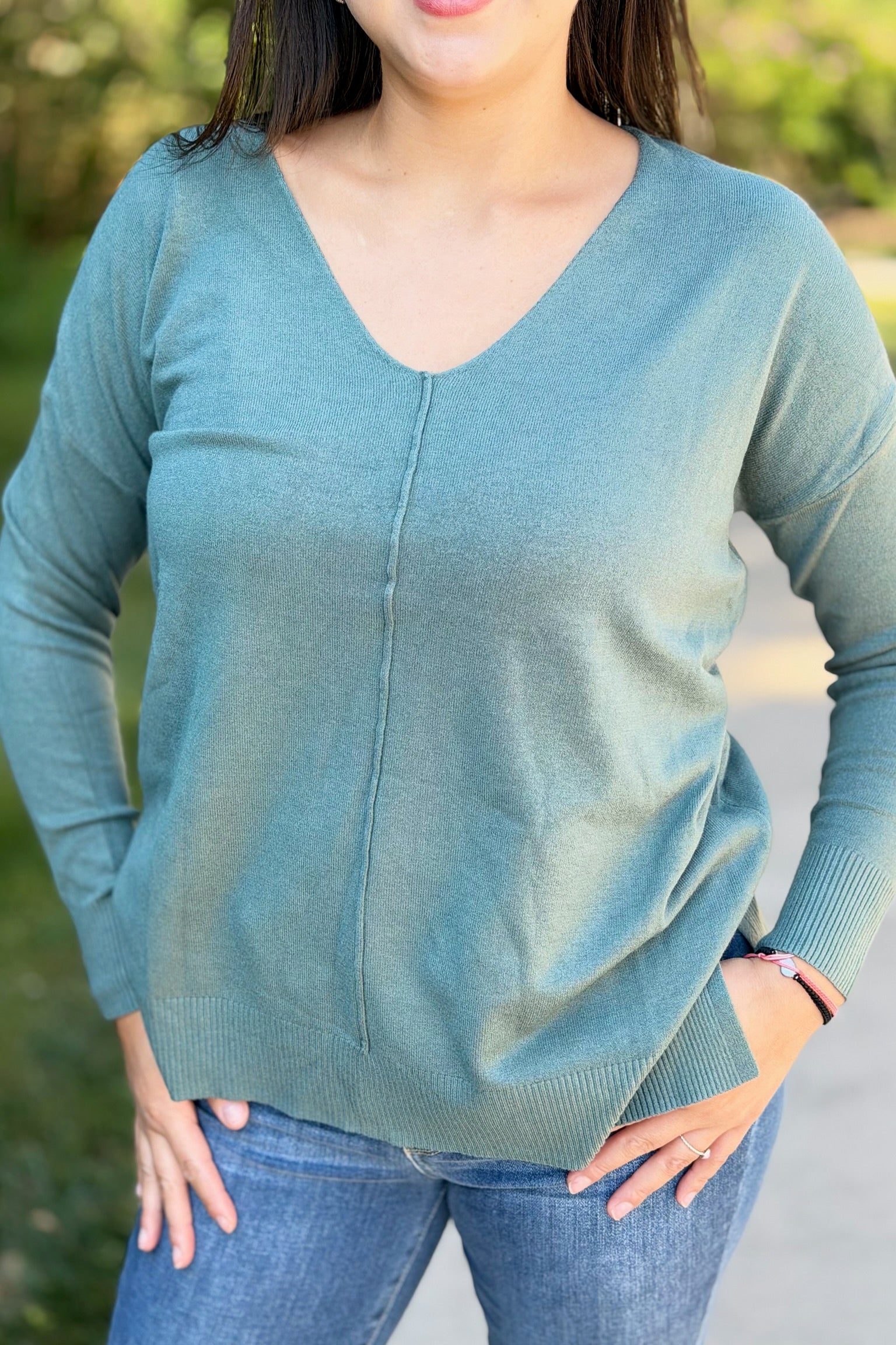 Dreamer V-Neck Sweater - Jade