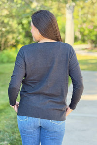 Dreamer V-Neck Sweater - Charcoal