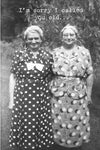 A card with a black and white image of two standing women that says “Im sorry I called you old….”