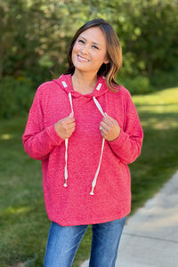 Soft Brushed Hacci Hoodie - Dk Red