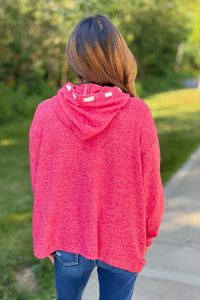 Soft Brushed Hacci Hoodie - Dk Red