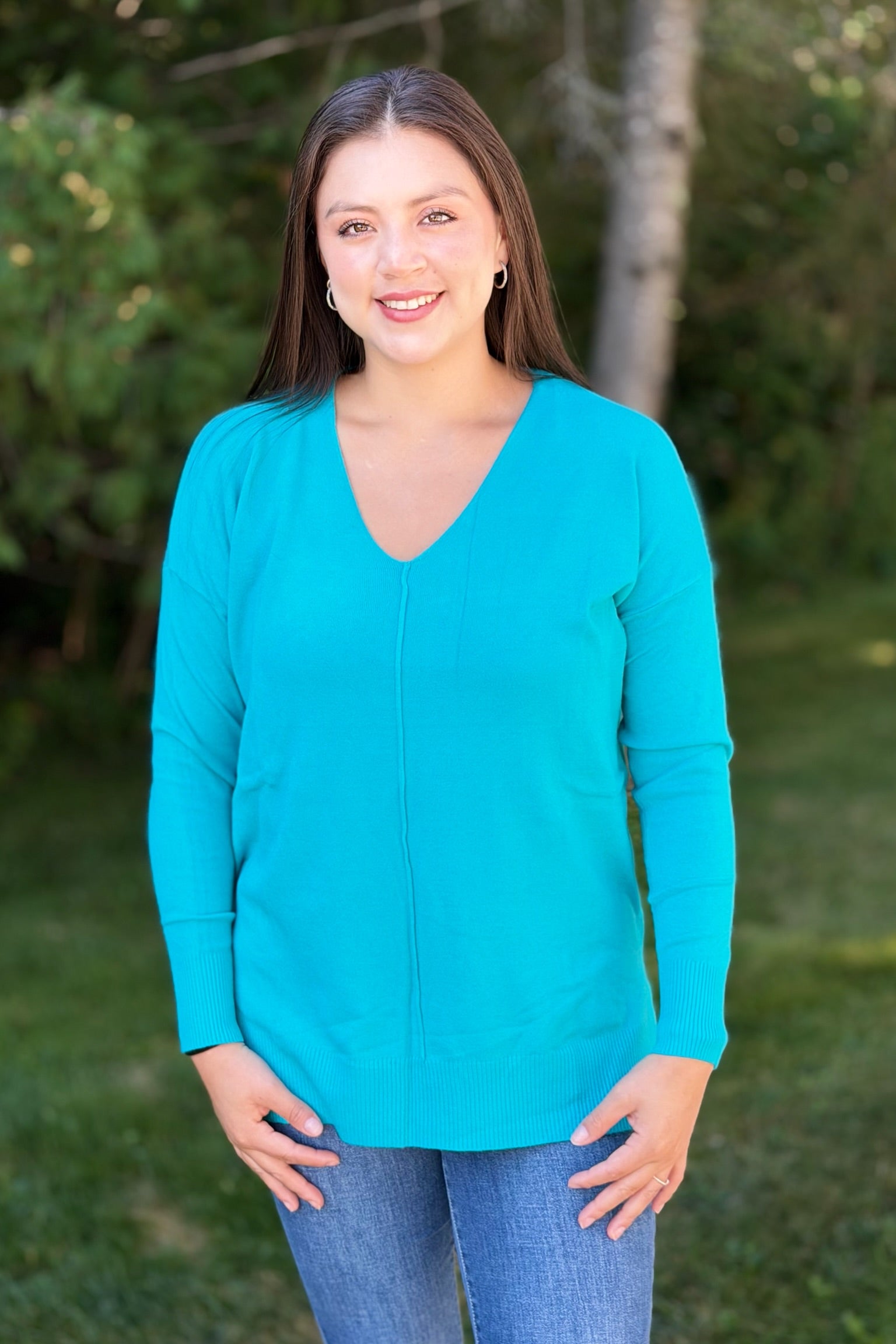 Dreamer V-Neck Sweater - Ice Blue