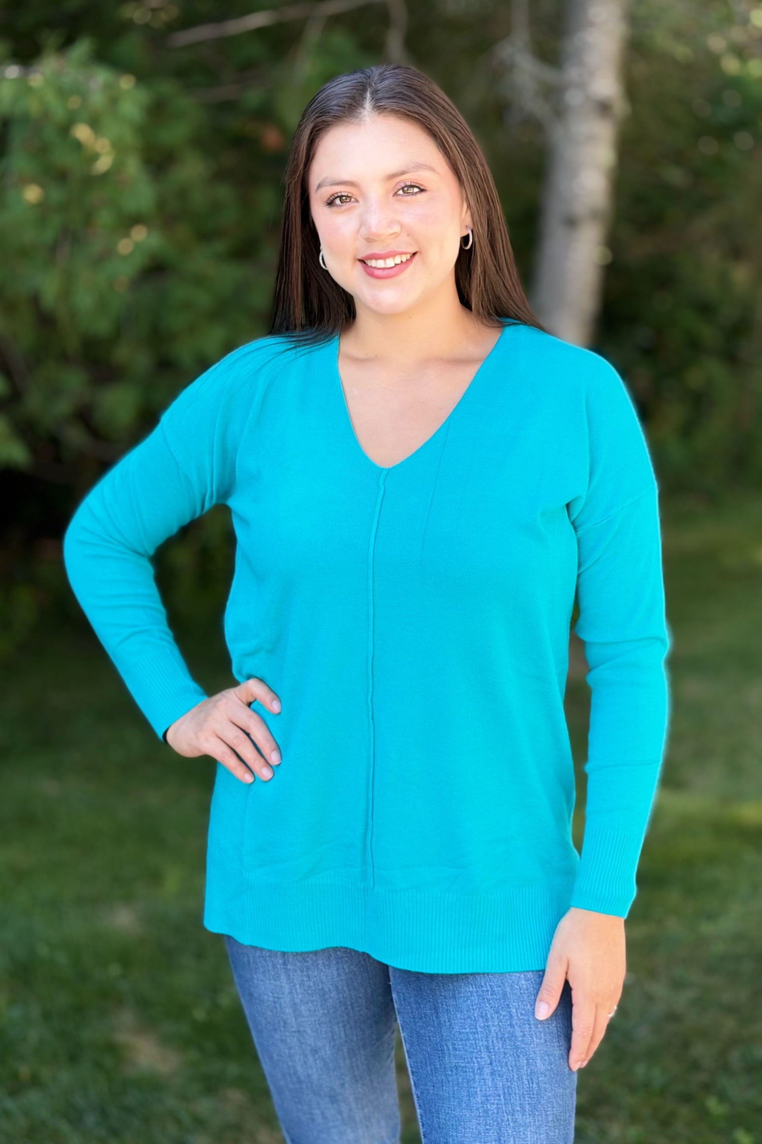 Dreamer V-Neck Sweater - Ice Blue