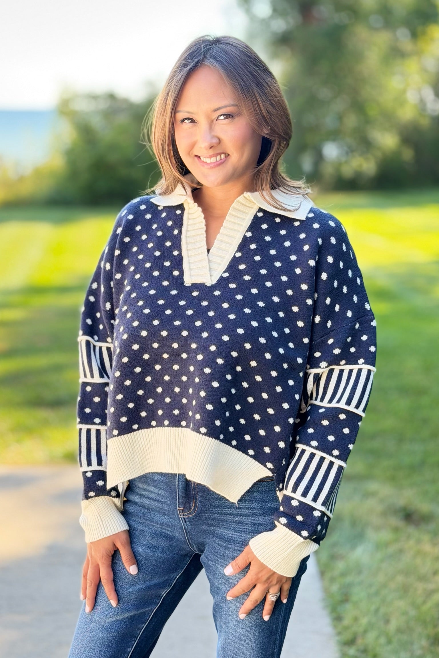 Polka Dot Sweater - Black