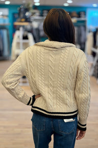 Sailor Collar Cable Sweater - Taupe
