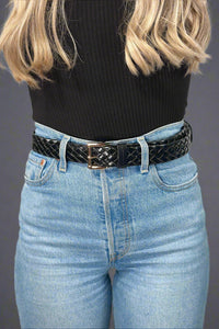 Vintage Braided Leather Belt Black