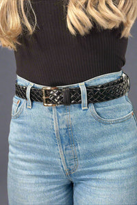 Vintage Braided Leather Belt Black