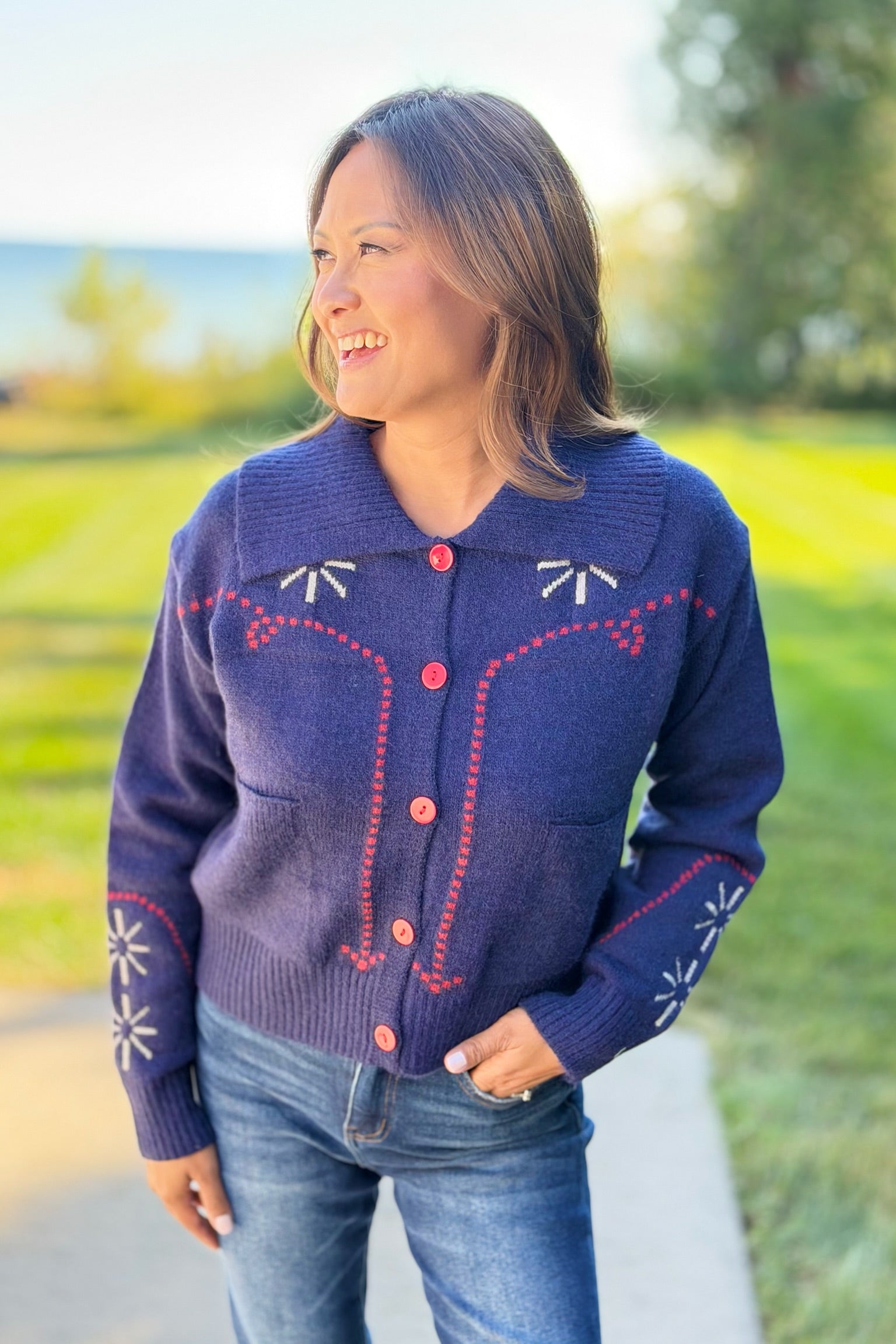 Western Design Sweater Cardigan