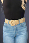 Stretchable Raffia Belt Tan