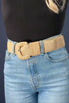 Stretchable Raffia Belt Tan