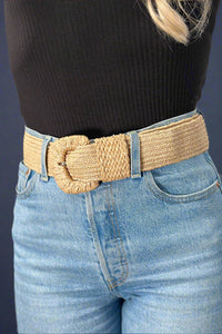 Stretchable Raffia Belt Tan