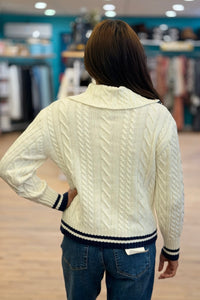 Sailor Collar Cable Sweater - Cream