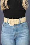Stretchable Raffia Belt Natural