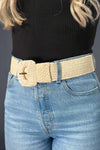 Stretchable Raffia Belt Natural