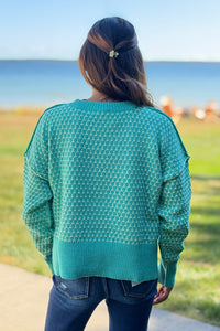 Geometric Check Sweater - Sea Foam